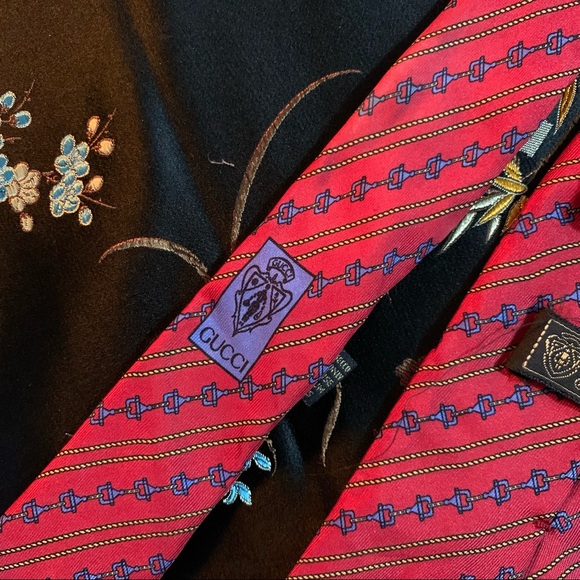 Vintage Gucci Primary Color Horse Bit Silk Tie - Picture 9 of 12